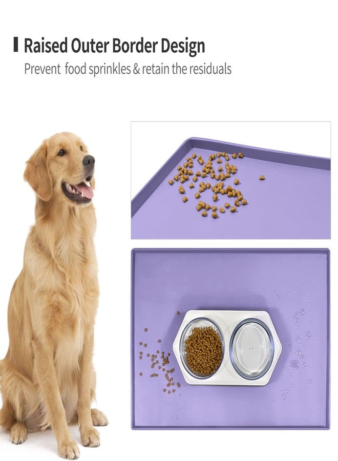 EIOKIT Dog Food Mat,Silicone Waterproof Food Tray,Non Slip Pet Bowl Mats Placemat,0.6" Raised Edge,Suitable for Most Small and Medium Sized Pets,18.5" x 11.5" - Image 3